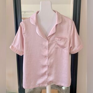 Powder Pink Heart Satin Pajama Set